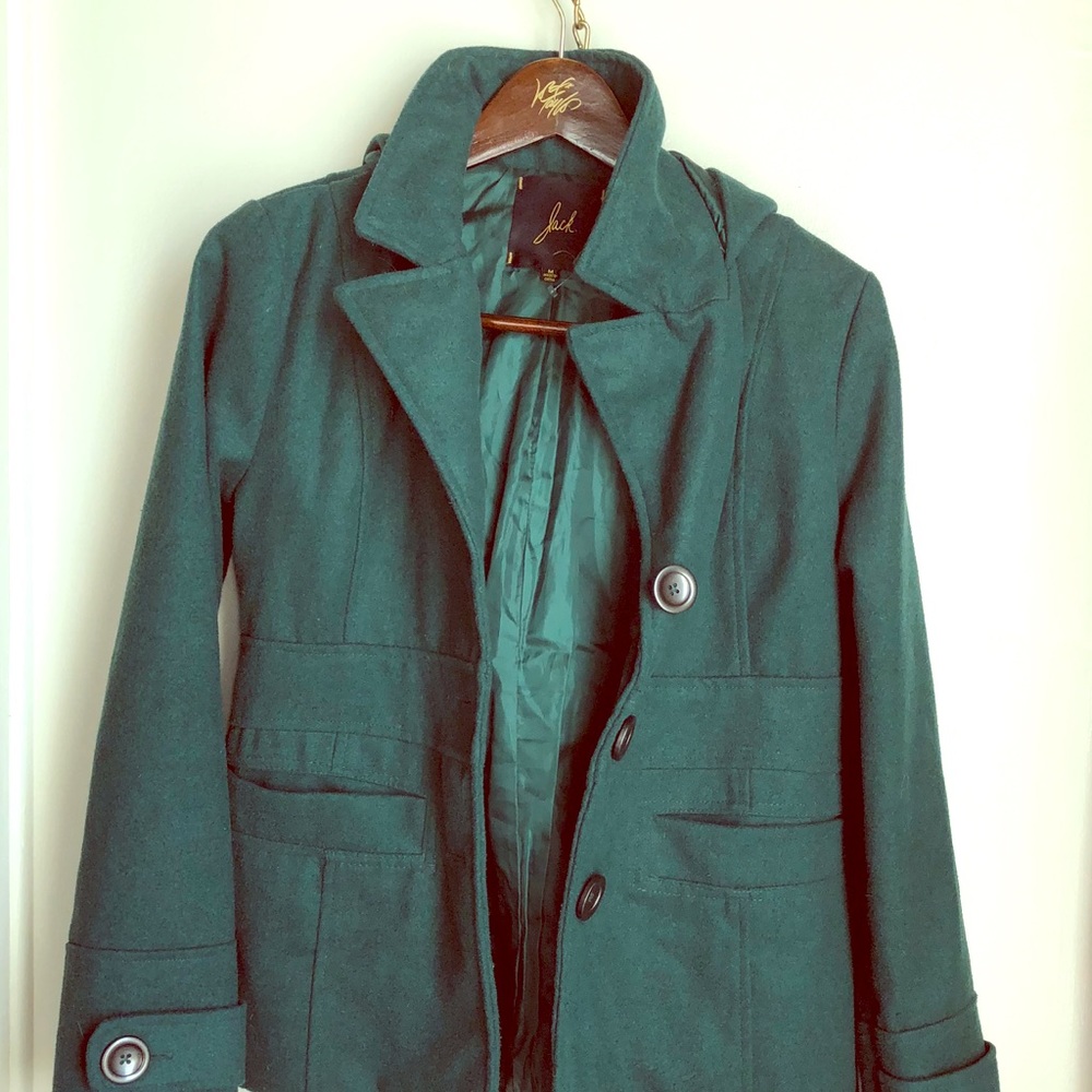 Gorgeous green hooded blazer pea coat